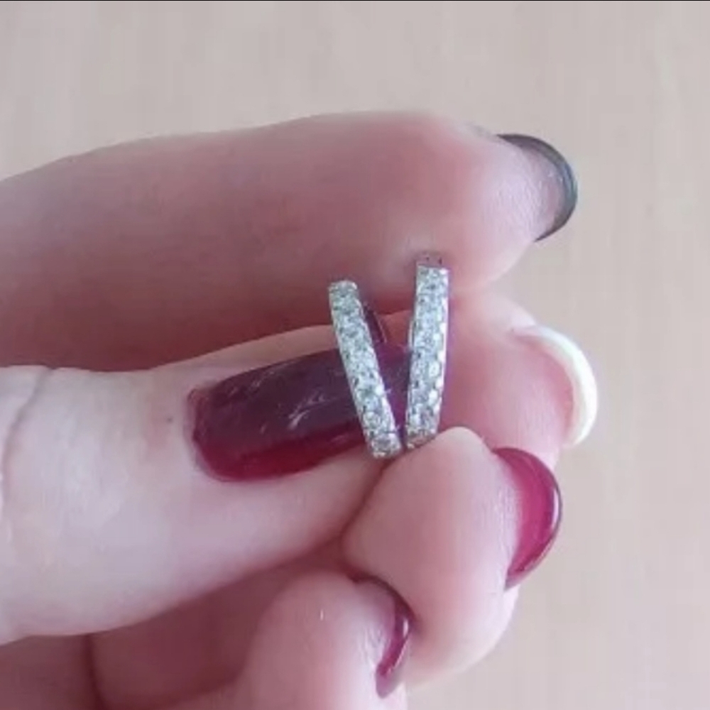 Tiny Huggie Rhinestone Earrings - Picture 5 of 6